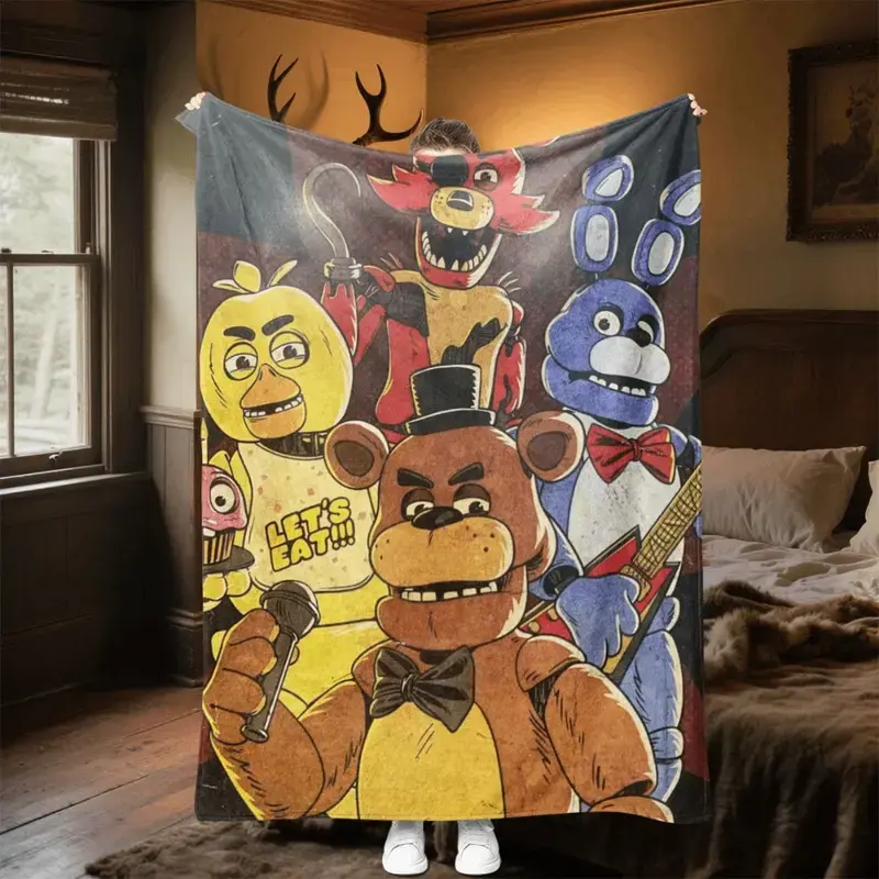 FNAF Animal Character Fluffy Blanket - Soft Fleece Lightweight Bed Warmer Throw for Bed, Sofa, Machine Washable, Cozy Christmas Gift, Fluffy Blankets, Animal Character Blankets