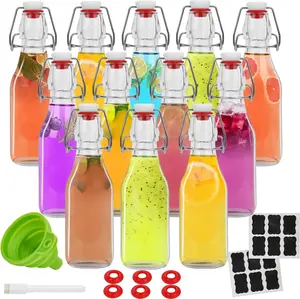 12 Pack 8.5 oz swing top glass bottles,flip top glass bottle with airtight lid for home brewing,kombucha,kefir,vanilla extract,beer,oil,vinegar,homemade juices,soda,beverages,2nd fermentation