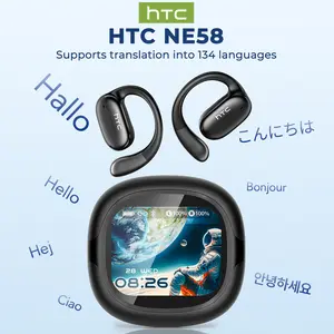 HTC NE58 OWS Translator Bluetooth Earbuds Bluetooth 6.0 Headphones LED Multi-function Touchscreen Real-time Translation in 134 Languages ​​Hi-Fi Sound Quality HD Calls Suitable for Entertainment, Music, Travel, and Office