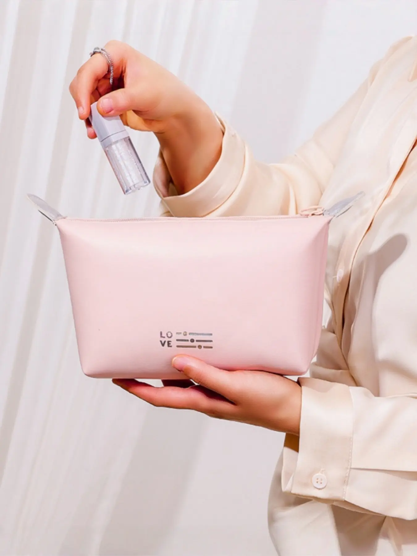Fashion PU Dumpling Makeup Bag, Makeup Organizer Pouch, Cosmetic Pouch, Simple Stylish, Large Capacity Portable Waterproof Washbag