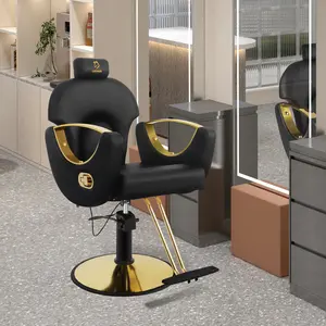 Black Gold Barber Chair Salon Chair Hydraulic 360 Degrees Rolling Swivel Hair Styling Cutting Chairs Salon Shampoo Equipment