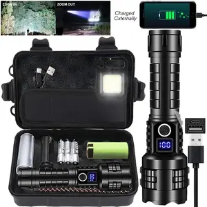 Rechargeable Flashlight with 5 Brightness Modes, High Lumen LED Flashlight with Case, Powerful Handheld Torch, High Performance Flashlight for Emergency Camping and Hiking