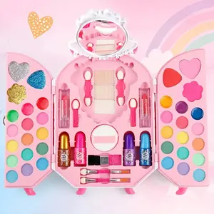 TikTokShopSpringGlowUp Kids Makeup Kit for Girls, Princess Toys Real Washable Cosmetics Set with Mirror, Christmas Gifts, Perfect for 3 4 5 6 7 8 9 10 11 12 Year Old Girls Birthday