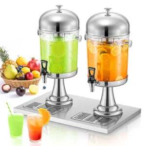 4.5 Gallon Drink Dispensers for Parties, Beverage Dispenser with Stand, Commercial Hot Cold Juice Dispenser with Ice Container and Stainless Steel Drip Trays for Beer, Water Lemonade