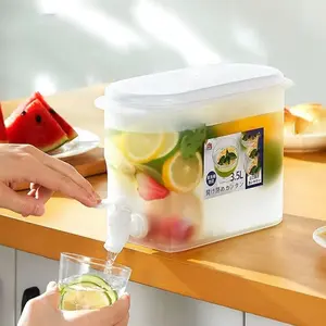 Aesthetic Reusable Clear Fridge Drink Dispenser with Faucet 3.5L/1 Gallon, Space Saving Airtight Leakproof Beverage Pitcher Water Jug, BPA Free Thickened Easy Clean Dishwasher Safe, Summer Essential for Juice Iced Tea Home Kitchen BBQ Parties