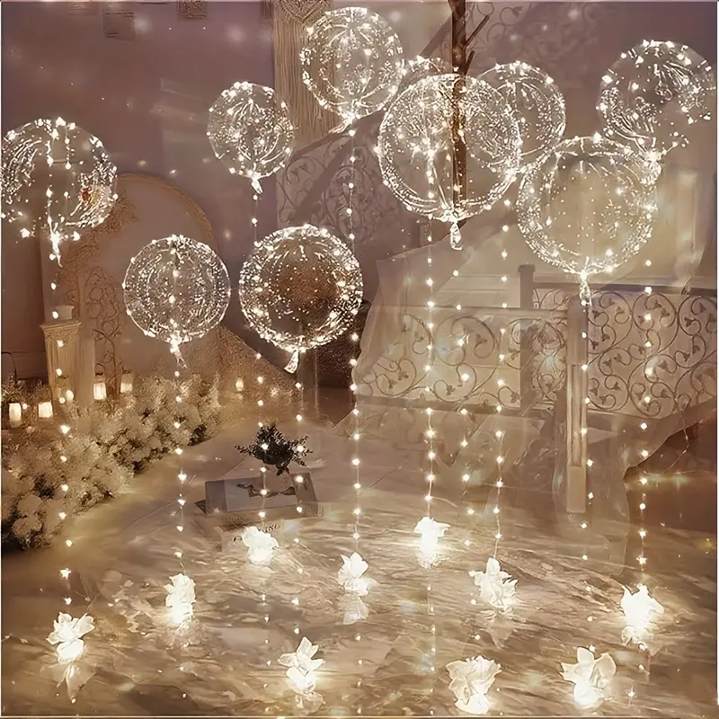 40pcs(20pcs LED Lights & 20pcs Bobo Balloons )Transparent Balloons for Birthday Wedding Christmas Easter Valentine's Day Graduation Party Decorations But 2 AA Batteries And Helium Not Included Festive Glow Inflatable Magical Set
