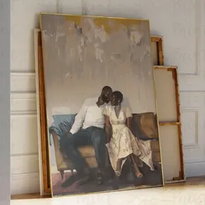 Black Love Digital Printable Wall Art, Black Couple Poster, Romantic Couples, Black Man & Woman, African American, One Year Anniversary Gift Poster (UNFRAMED)