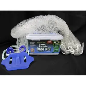 FITEC  RS750 White Nylon Super Spreader Cast Net 4'x3/8"mesh 3/4 lb wt