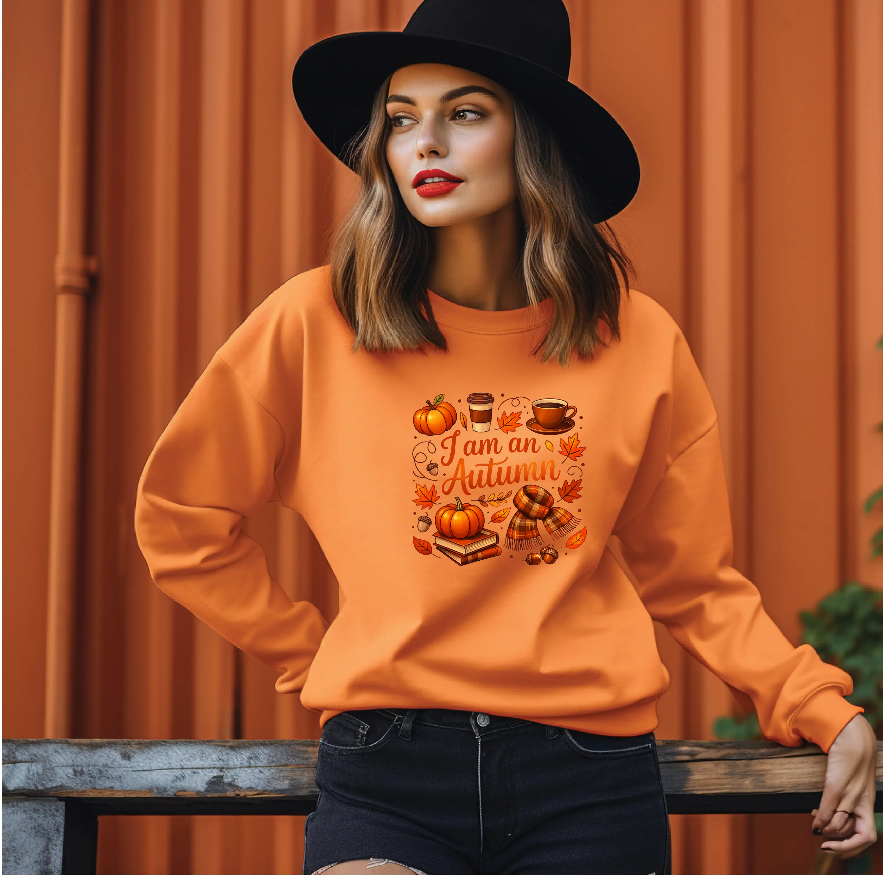 Women's I  am an autumn Crewneck Sweatshirt - Cozy Autumn T-Shirt for Casual Wear, Graphic, Piece