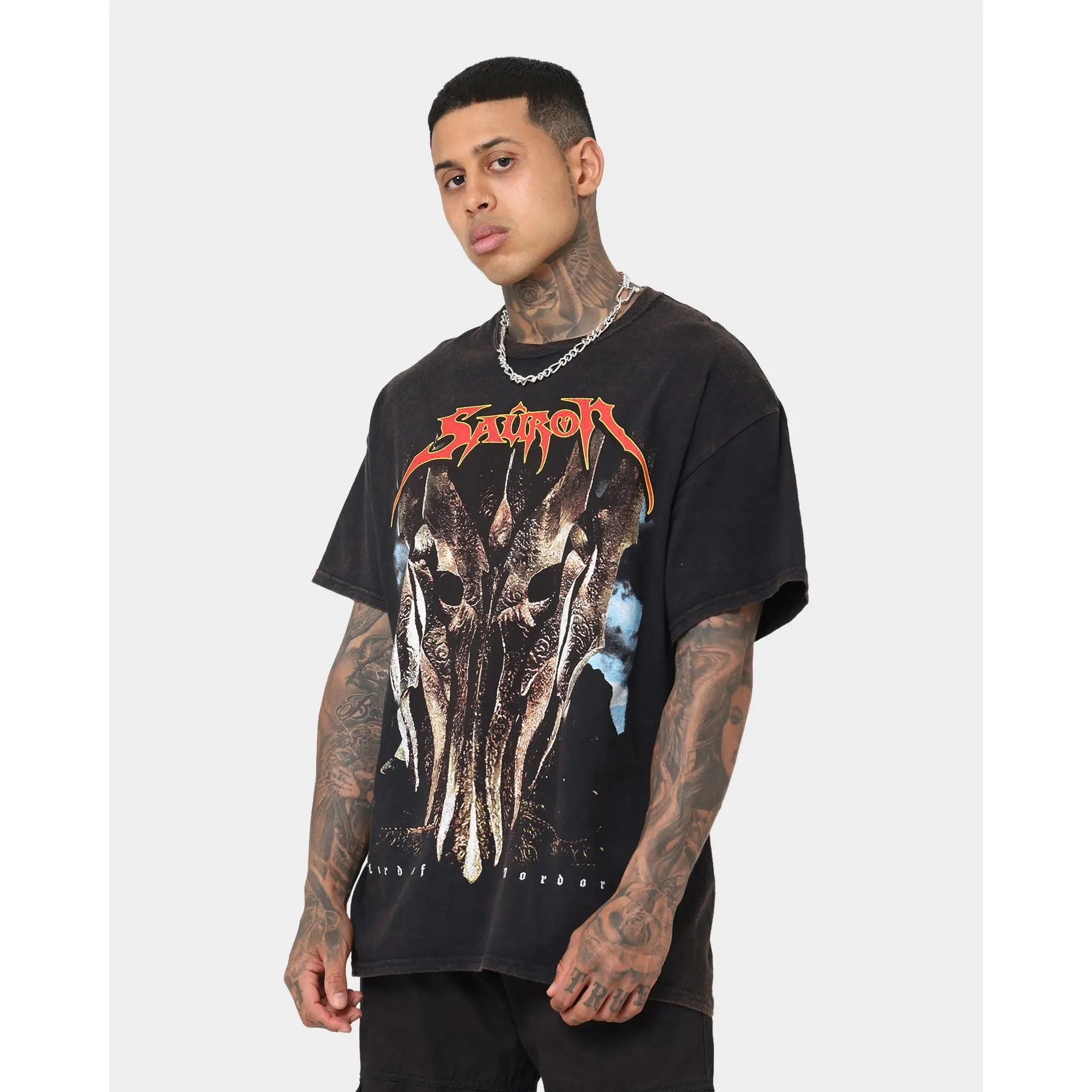 73Studio X The Lord Of The Rings Sauron Vintage T-Shirt Black Wash