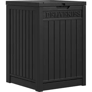 51 Gallon Package Delivery Box For Outside  Storage With Lockable Secure Deck Porch Curbside(black)
