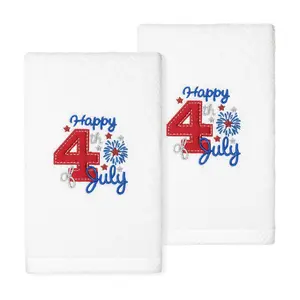 Linum Home Textiles 4th of July Embroidered 2PcHand Towel Set