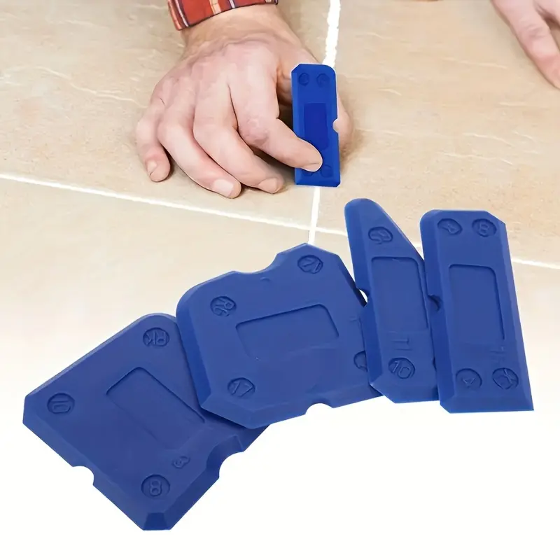 4Pcs Silicone Caulking Tool Kit,Grout Finishing Tool,Reusable Sealant Scraper for Kitchen/Bathroom,Tile Grout Smoothing Tool,Caulk Remover & Finisher,Blue,Caulking Tool,Caulk Remover Tool