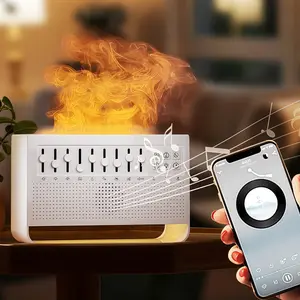 White noise sleep humidifier speaker, 4-in-1 sound machine, rain humidifier with rain sound, bedroom night light, household essential oil diffuser, DIY can mix 8 natural sounds and white noise, three timing times, used for sleep, relaxation, children