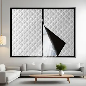 【1 Pack】Winter Silver Thickened Windproof Curtain – Thermal Insulation & Noise Reduction, Zipper Design, No-Drill Easy Install, for Bedroom, Living Room, Balcony