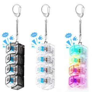 3/2/1 Pack Glowing Keyboard Fidget Toy,  Mini Keyboard Fidget Keychain,Cool 4 Button Mechanical Style Clicker Toys,  LED Lights Included Button Stress Relief Fidget Gifts to Relief Stress