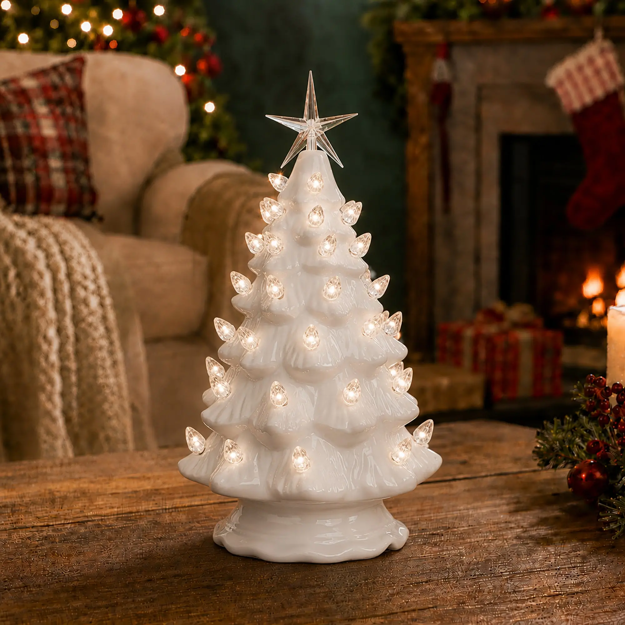White Ceramic Christmas Tree - Medium