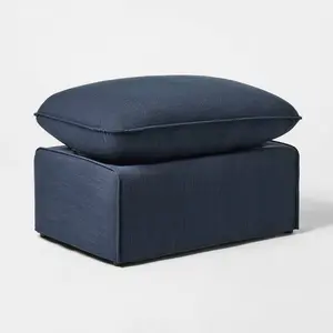 Padded Slipcover Ottoman Blue - Threshold designed with Studio McGee