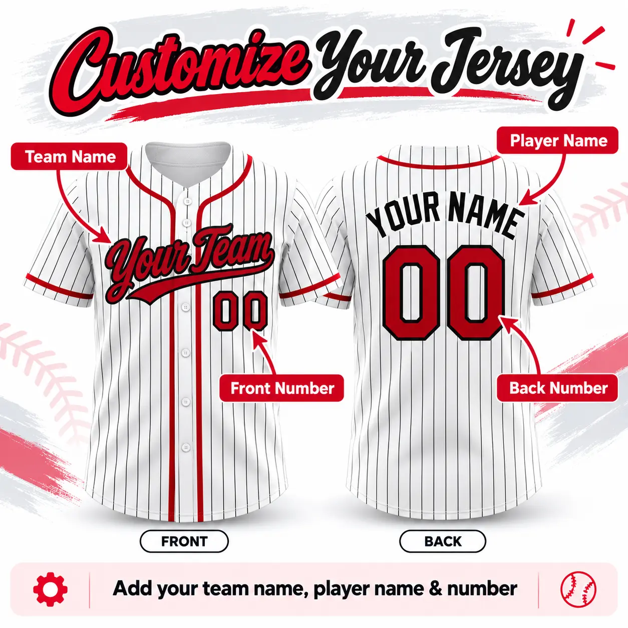 Personalized Name Team,Custom Stripe Line Color Baseball Jersey For Baseball Fans,Custom Number Baseball Team Couple Jersey B3
