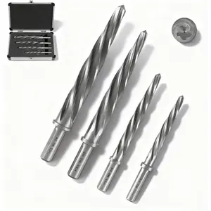 4 count Reamers Set for Metal, Taper Reamer Drill Bit for Steel for 3/8 1/2 5/8 3/4 inches Hole M2 HSS Chucking Bridge Steel Reamers