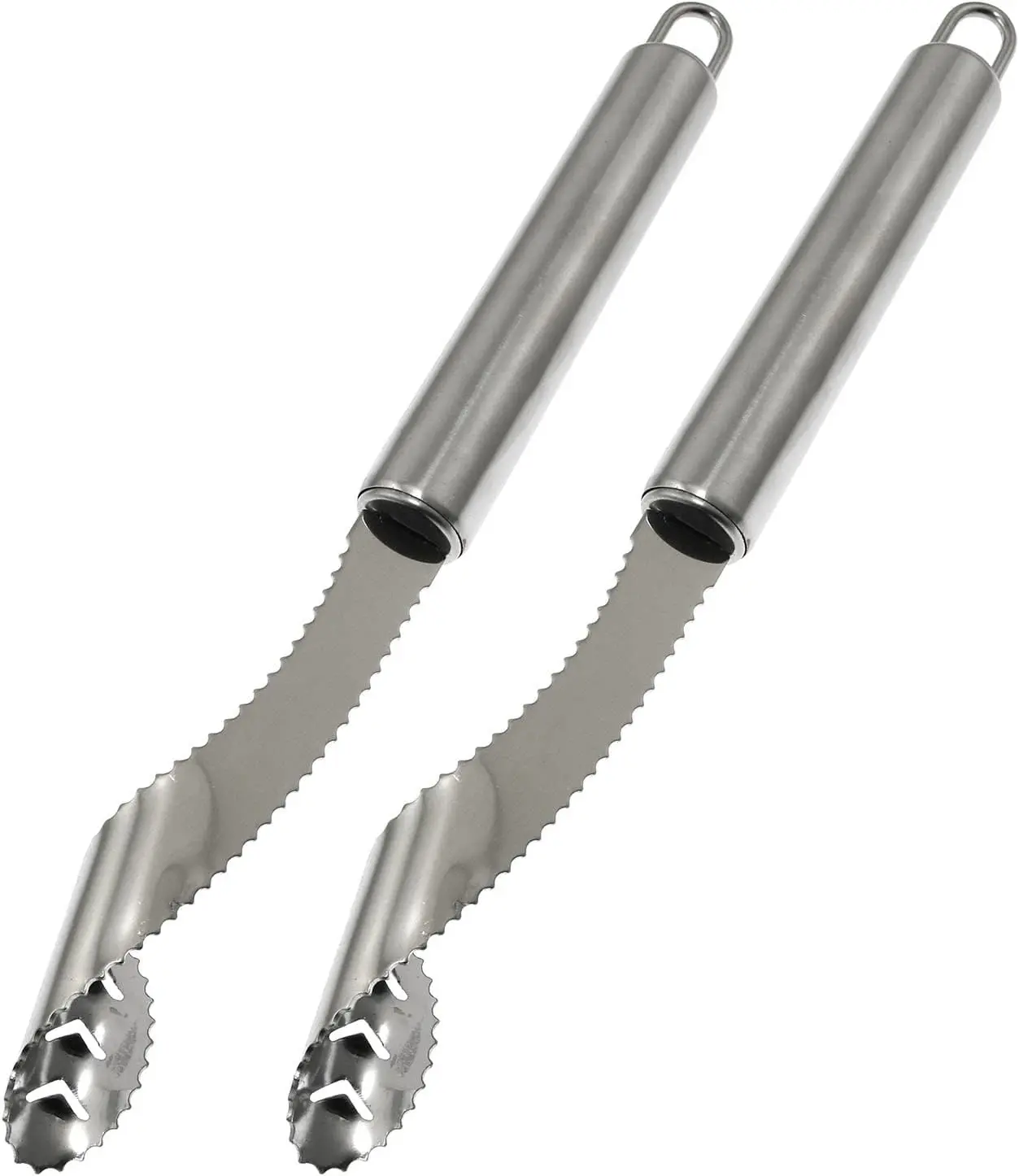 2PCS Stainless Steel Chili Jalapeno Pepper Corer Peeler - Serrated Slicer with Rubber Handle, Kitchen Utensils for Deseeding, Vegetable Top Removal & Barbecue Use