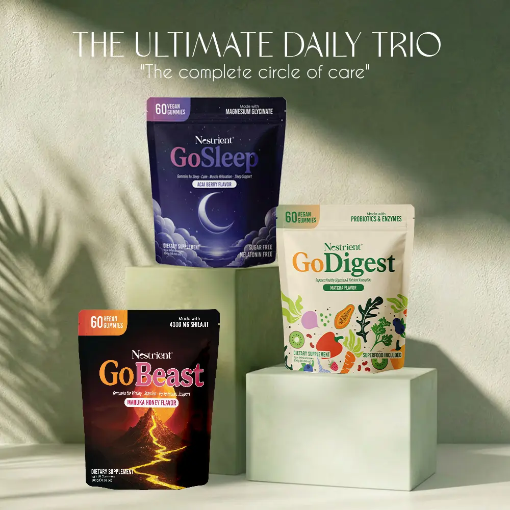 Nestrient Edible Ultimate Trio Bundle Dietary Supplement - 24/7 Wellness Support for Sleep, Digestive Health, Fitness - Daily Nutritional Plan for Total Body Care