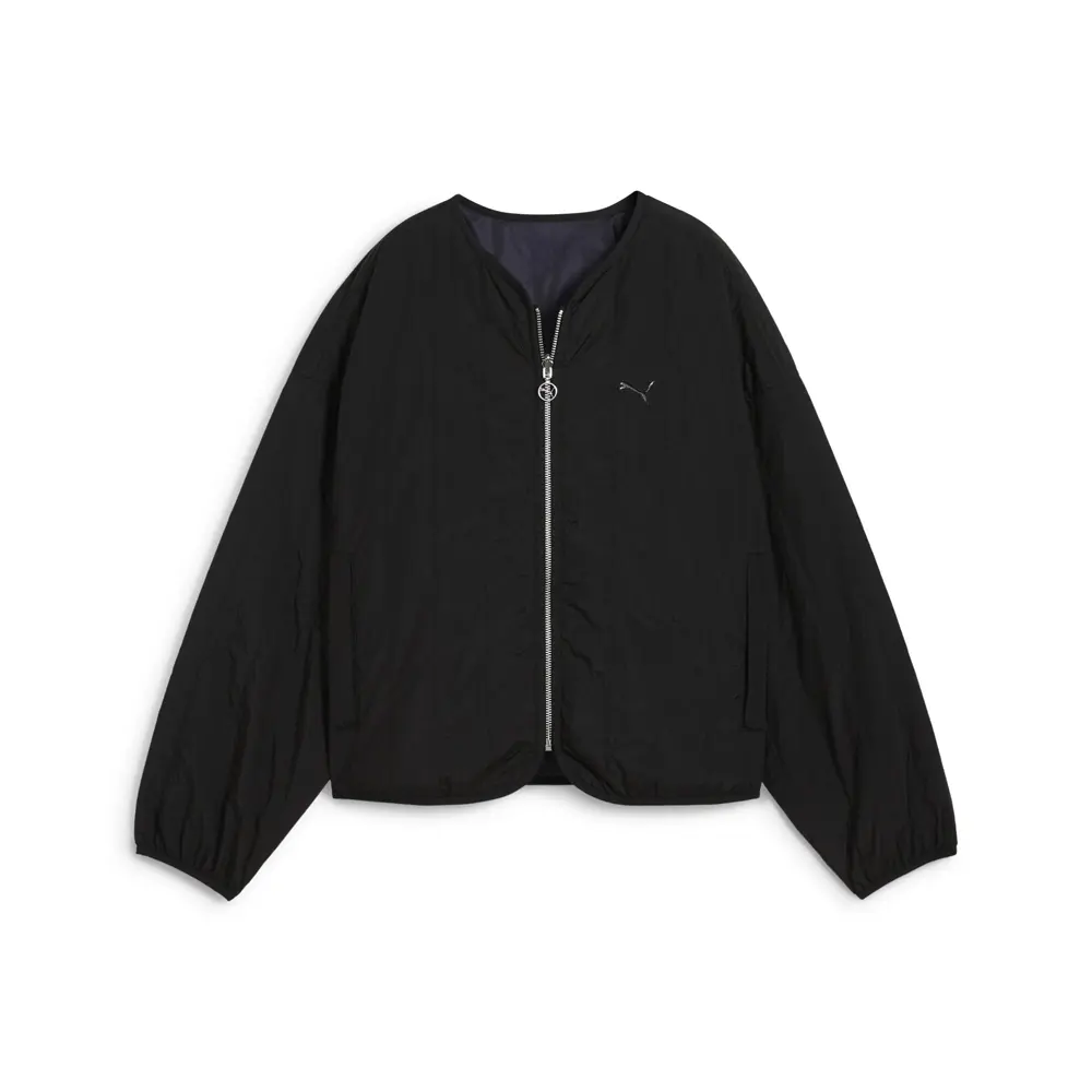 PUMA Womens Wardrobe Essentials Relaxed Reversible Liner Jacket Athletic Outerwear Casual - Black