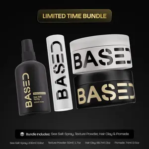 BASED Ultimate Straight/Wavy Hair Styling Bundle | Texture Powder, Clay, Pomade, Sea Salt | BASED Bodyworks | Premium Non-Toxic