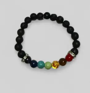 Chakra Bracelet with Lava Beads for Essential Oils - Unisex Gemstone & Lava Bead Aromatherapy Accessory for Chakra Alignment