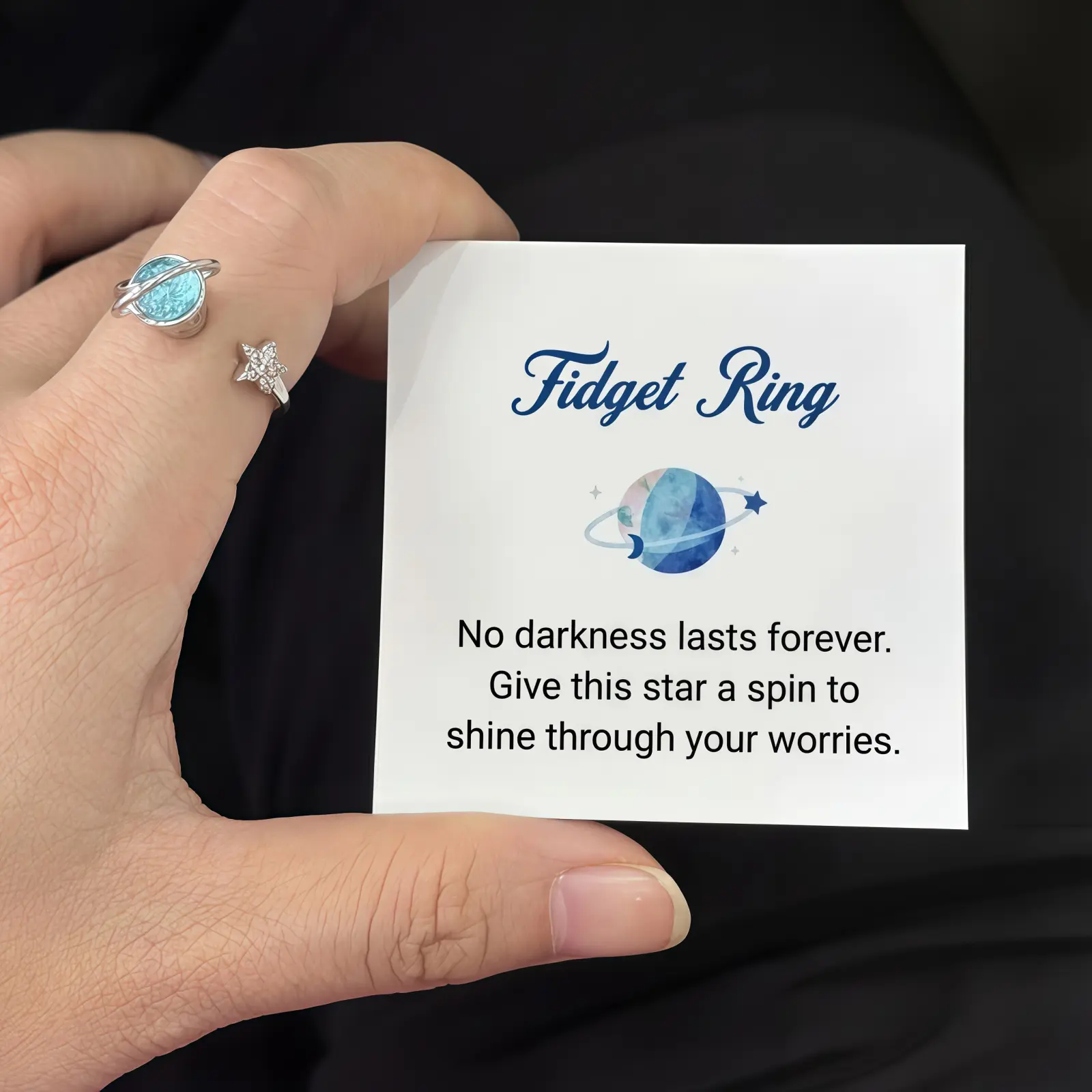 To My Dear Daughter Special Star & Rotatable Planet Ring for Anxiety Relief Unique Encouragement Gift Fidget Spinner Stress Fashion Ring Adjustable Ring Moissanite Ring Artificial Gemstone Ring