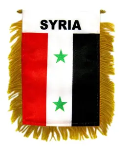 Syria Themed Glass Mini Banner - 4x6 in Plastic Hanger-Mounted Double-Sided Wall Decor Flag for Festive Events, Home Use, Party Decorations Banners, Wall Decor Flags