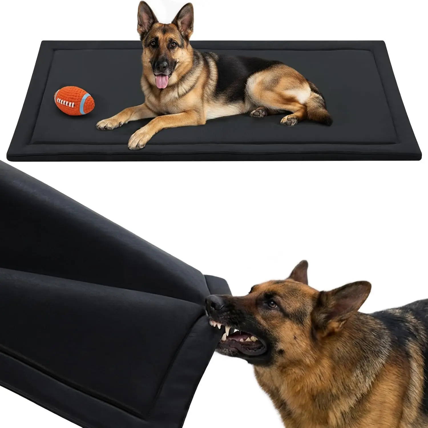 47"x28" Black Indestructible Chew-Proof Puncture-Resistant Waterproof Dog Bed Mat Pad, Longer Lasting Polyester Fiber Heavy-Duty Crate/Kennel Accessory for Aggressive Chewers, Modern