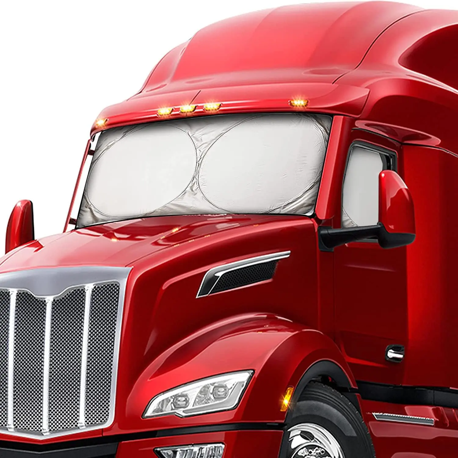 Semi-Trailer Sunshade for Full Windshield and Side Windows | 240T Maximum Sunshade Coverage | Blocking Solar Heat Radiation | Windshield Sunshade Umbrellas Sun Visors Protective Covers International Trucks car cool sun blind Protector windshield shade