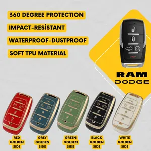 DODGE RAM 5-Button Key Fob Cover for Ram 1500 Pickup - Tpu Remote Case