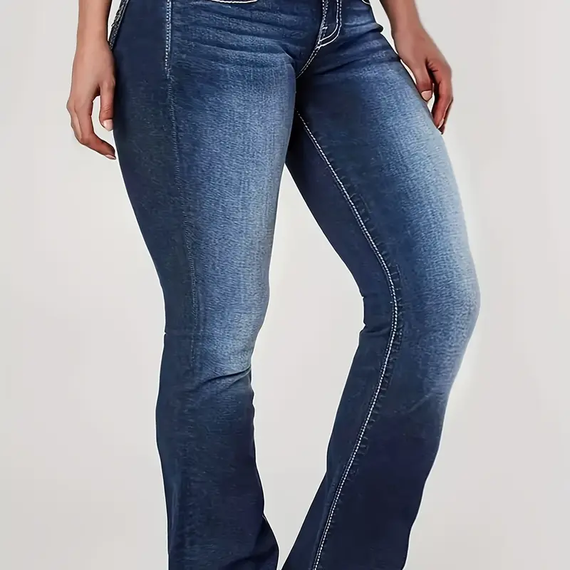 Button Jeans Triple Threat Tummy Control Flare Jeans Plus Size High Stretch Elastic High Waist Denim Women's Skinny Jeans Daily Wearing Casual Jeans Slim Fit Trousers Buttocks Sexy Large Size Women's Pants Light Blue Bottom