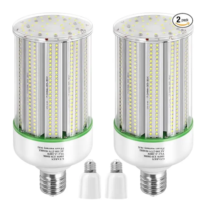 GTAREN 2-Pack 100W LED Corn Bulbs,5000K,AC110-277V,14000lm,E26/E39 Base,LED Replacement Metal Halide HID CFL for Commercial Industrial Lighting Warehouse High Bay Light Fixture Garage Workshop
