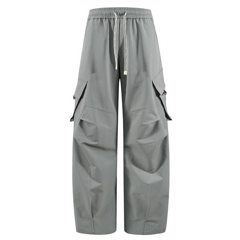 Men’s Summer Plus Size American Casual Vintage Straight Work Pants/Paratrooper Pants, Nylon Fabric, Loose and Comfortable