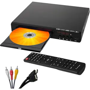 PlayHD Region-Free DVD Player for TV, 1080p HDMI Upscaling, Compact CD Player with USB/MP3/JPEG Support, RCA/AUX Ports, Compact Design for TV &  TV, HDMI & RCA  Included
