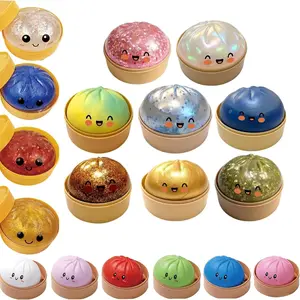 8pcs Style Blind Box 2026 New Glitter Dumpling Squishy with Steamer Box, Soft Sensory Fidget Steamed Bun Squeeze Toy for Adult Stress & Anxiety Relief [Random 1Pc]