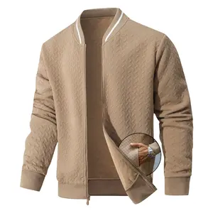 Zaitun Men's Lightweight Varsity Flight Bomber Jacket - Zip-Up Stand Collar, Casual Fall Winter Outerwear, Black & Beige, Long Sleeve, Plain Design, Menswear Tops, Medium - Coat jackets  for  men