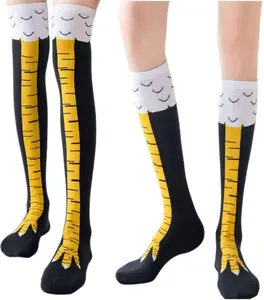 Funny Chicken Legs Socks 2 Pair Set: 24 inch Knee & 12 inch Calf Novelty Party Gifts for Women Men Kids Machine Washable Comfortable Durable Polyester Costume Party Carnival Daily Wear