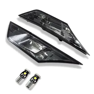 AUTOONE For 2016-2021 Honda Civic Black Side Marker Lamp Turn Signal Light With LED Bulbs, Clear/Smoke Lens, 2Pcs