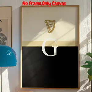 Guinness Split G Pattern Unframed Painting, Modern Canvas Wall Art, Wall Decor for Home Living Room Bedroom, Modern Home Decoration, Ornaments