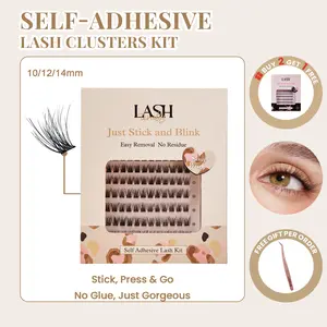 Lashterally Sassy Wispy Self-adhesive Lash Clusters Kit Pre-glued Easy Apply Easy Remove 5D Fluffy False Eyelashes 10mm/12mm/14mm 90 Eyelash Clusters Makeup Cosmetic