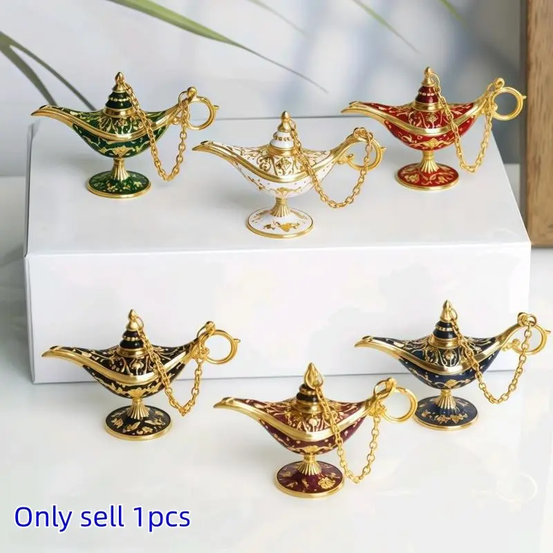 Mini Magic Wish Lamp, Vintage Aladdin Palace Decorative Home Decor, Holiday Festival Decoration, Office Desk Ornament, Retro Style Living Room Design