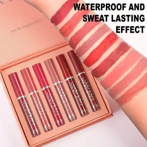12Pcs Waterproof Lipstick,Nude Matte Liquid Lipstick Set,Velvet Lip Gloss Waterproof Non-Stick Cup, Matte liquid Long-Lasting Lip Blam, Non-Stick Cup, Not Fade Waterproof Lip Gloss (Set A&B) 6+6 Color Cosmetic,Birthday Anniversary Gift she glam