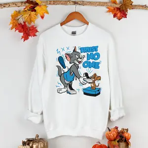 Trust No One Cat And Mouse Unisex Tees Jordan 9 Powder Blue Sweatshirt to match Sneaker, Outfit back to school graphic Tees