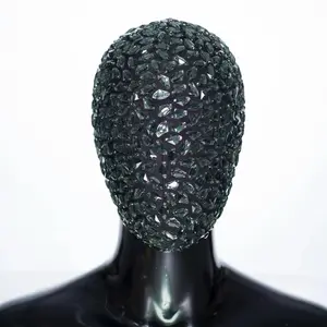 Silver Rock - Mask Handmade Covered in Clear Silver Jewels