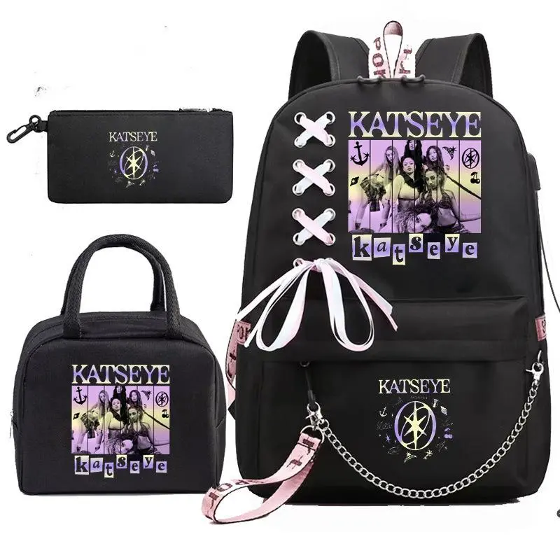 3PCS Katseye Backpack Shoulder Bag Lunch Bag School Bag Daypack