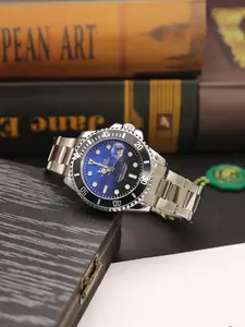 Rugged Luxury Quartz Watch Stainless Steel Case & Black Dial Luminous Markers, Rotatable Chronograph Bezel & Date Display, Practical For Various Occasions, High Cost-Performance Choice For Gifting, Luminous Analog Watch